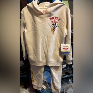 Disney Junior Mickey and Friends Cream Hoodie and Pants Set, 4T.